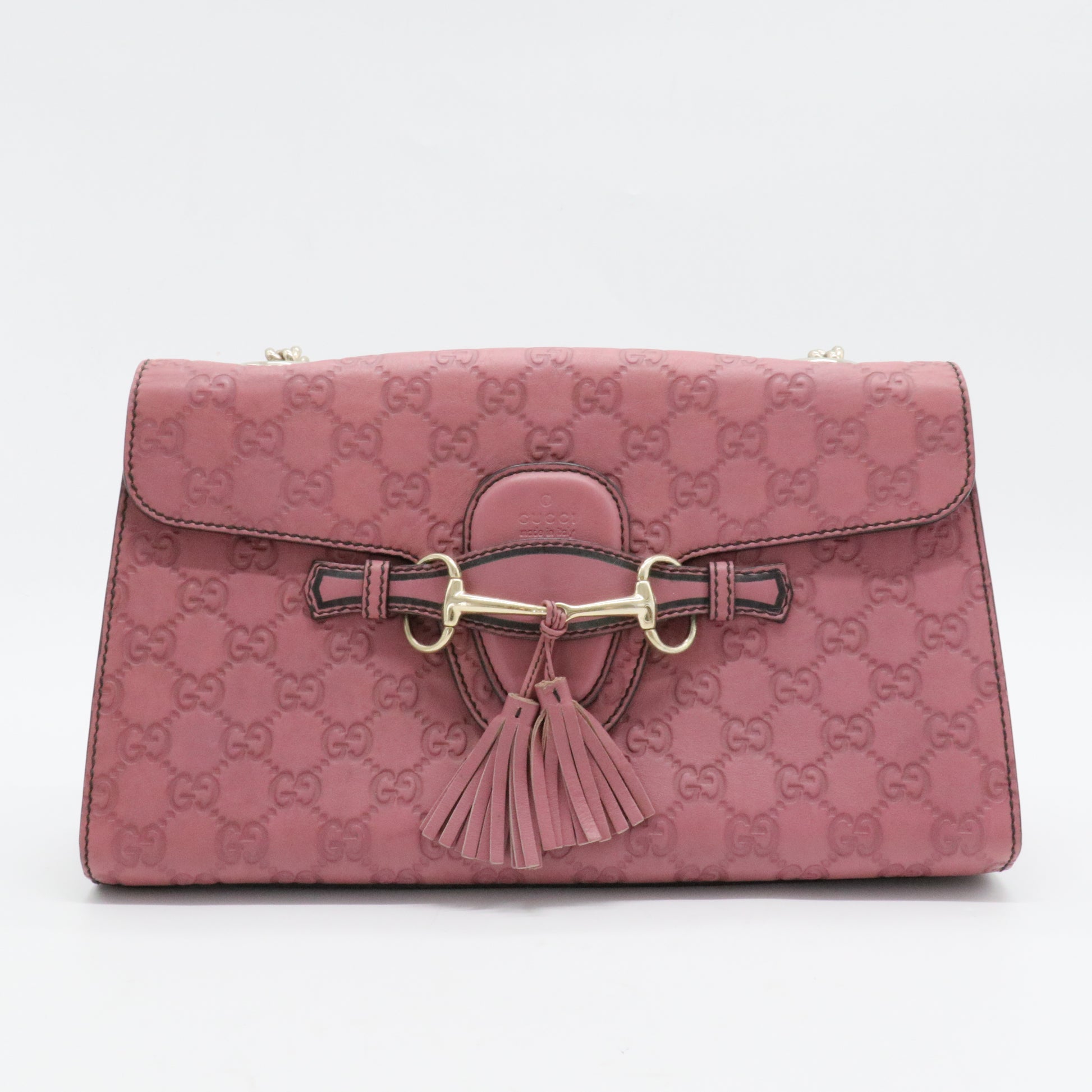 Emily Chain Flap Shoulder Bag Guccissima Leather Large
