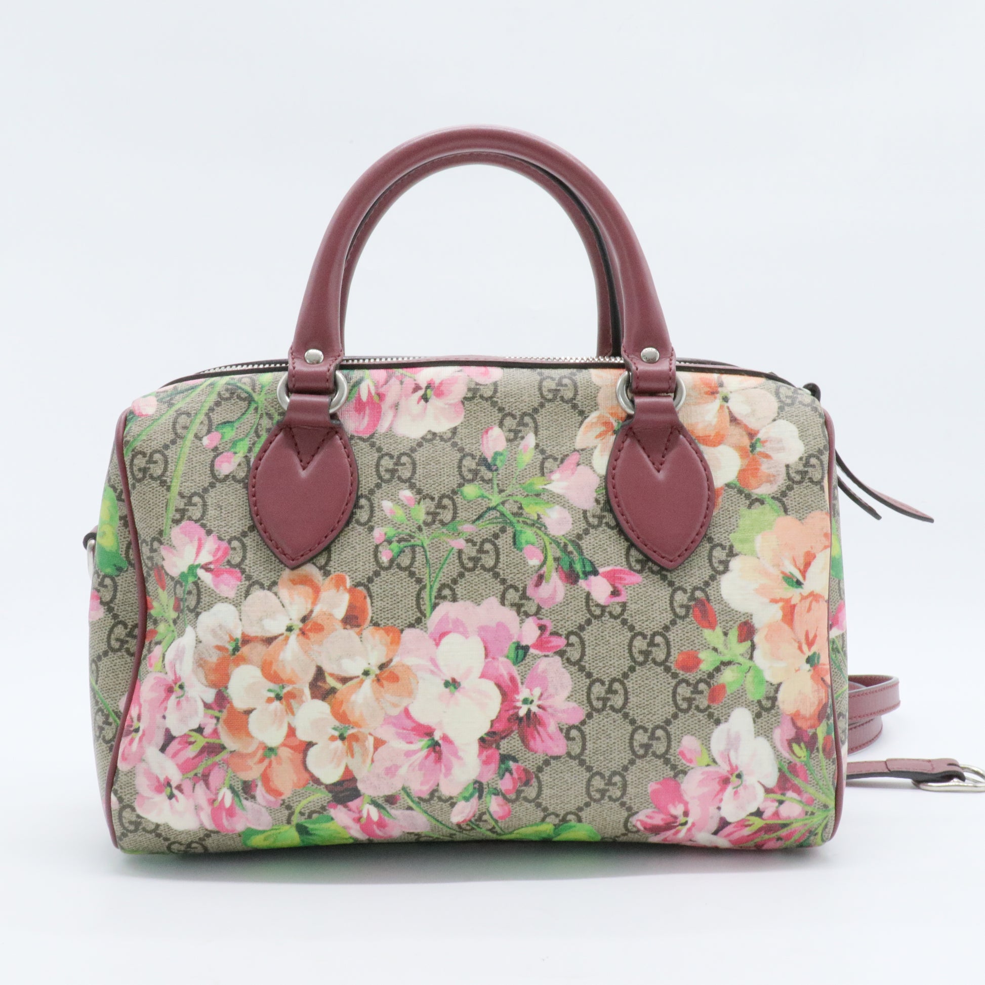 Boston Bag Blooms Print GG Coated Canvas Small