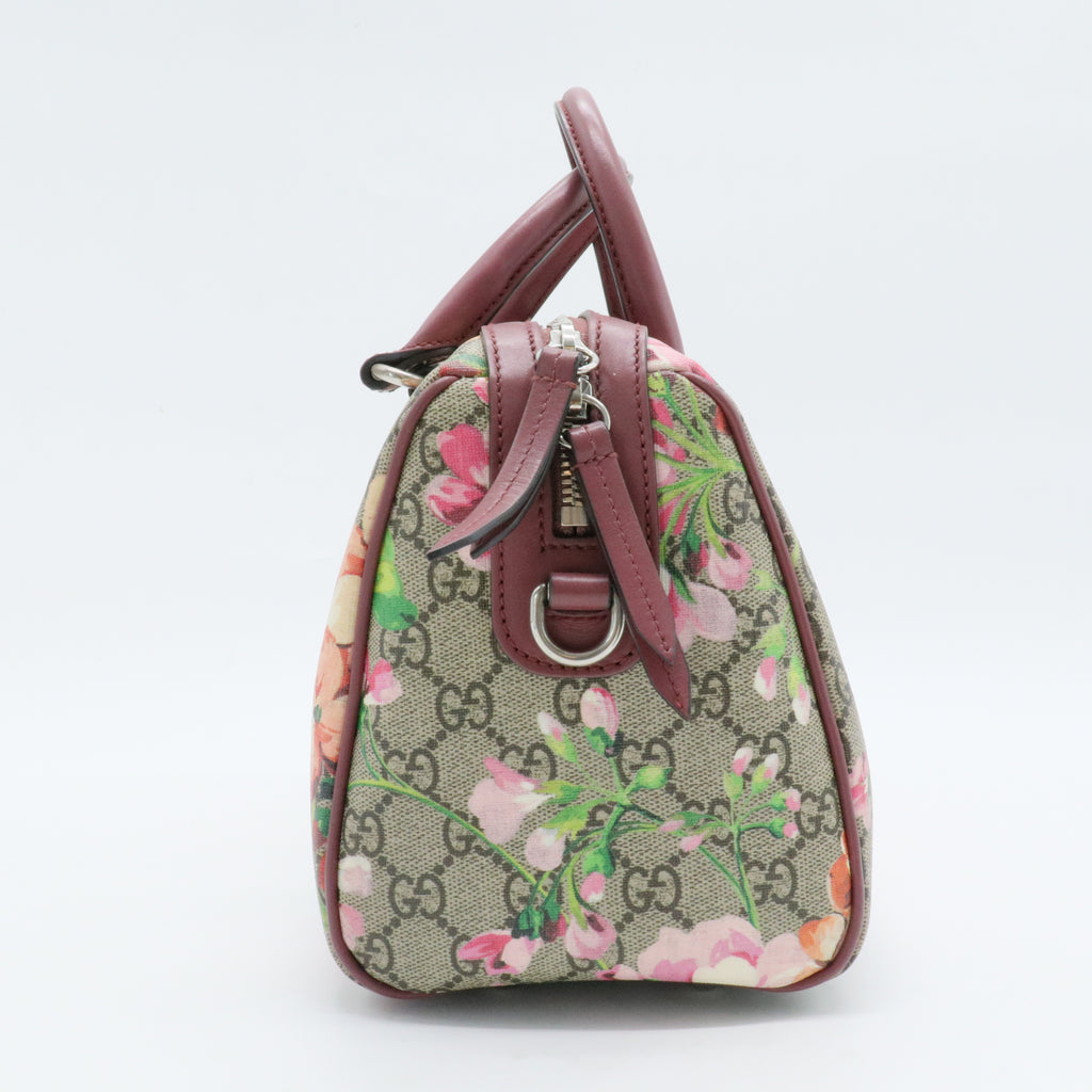 Boston Bag Blooms Print GG Coated Canvas Small