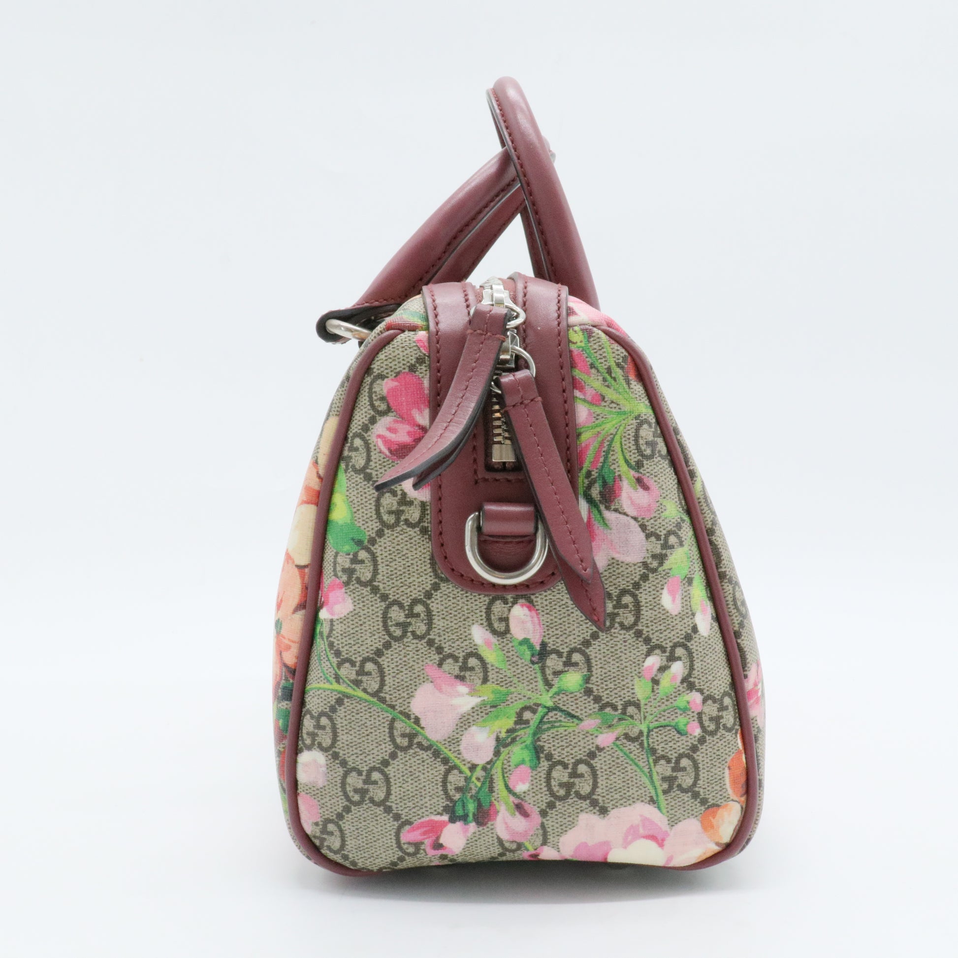 Boston Bag Blooms Print GG Coated Canvas Small