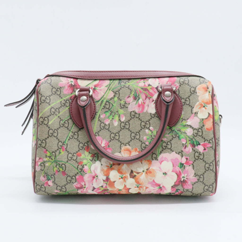 Boston Bag Blooms Print GG Coated Canvas Small