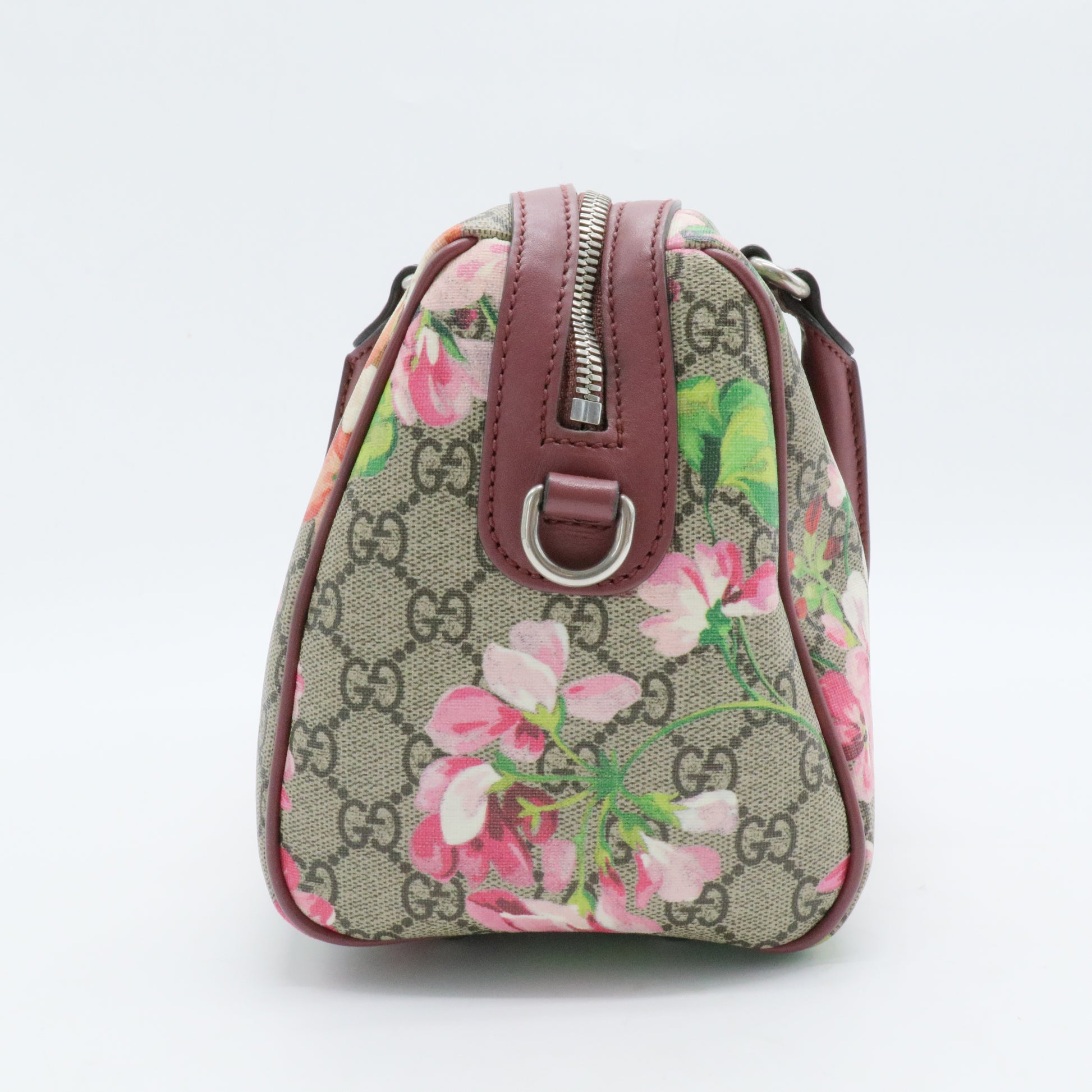 Boston Bag Blooms Print GG Coated Canvas Small