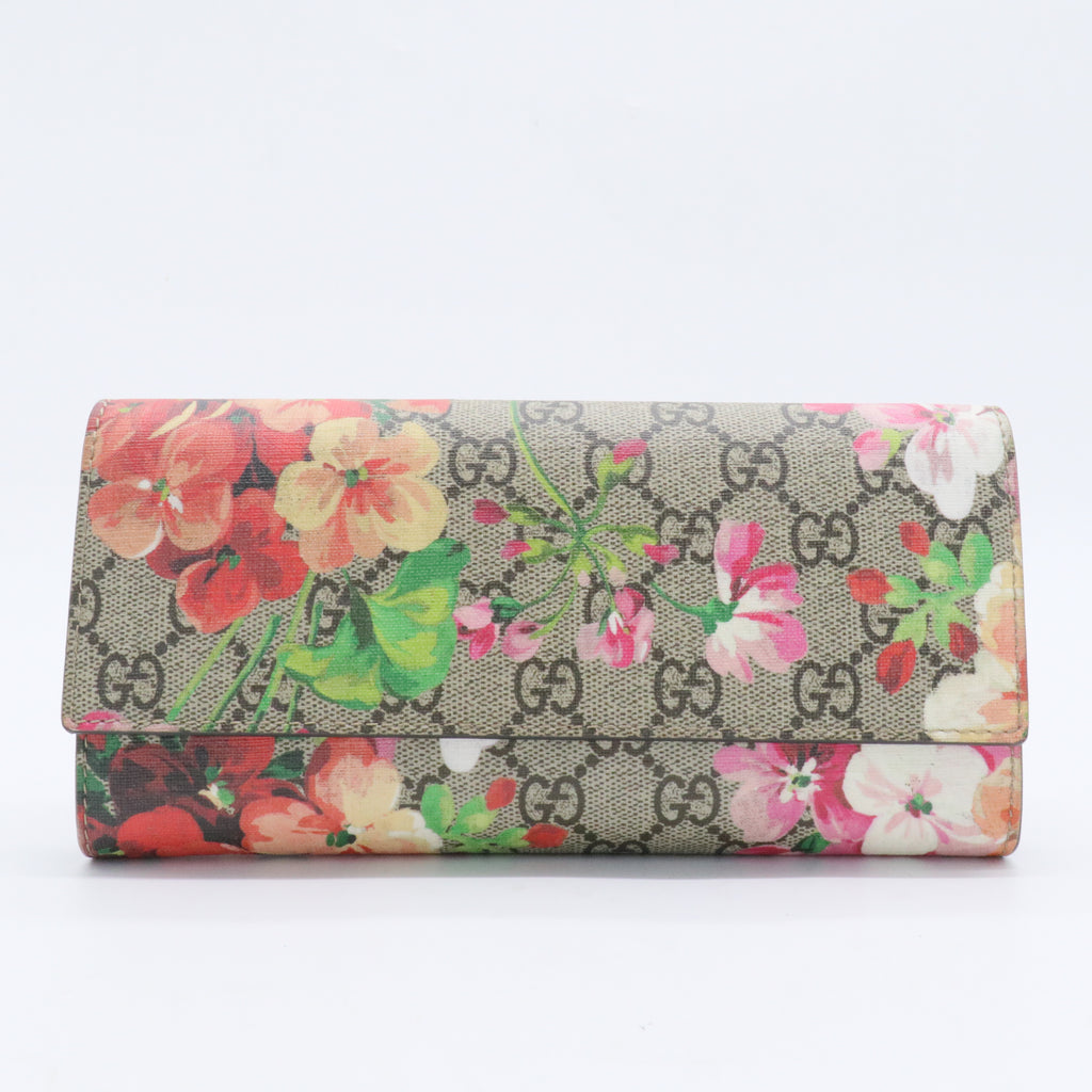 Continental Wallet Blooms Print GG Coated Canvas