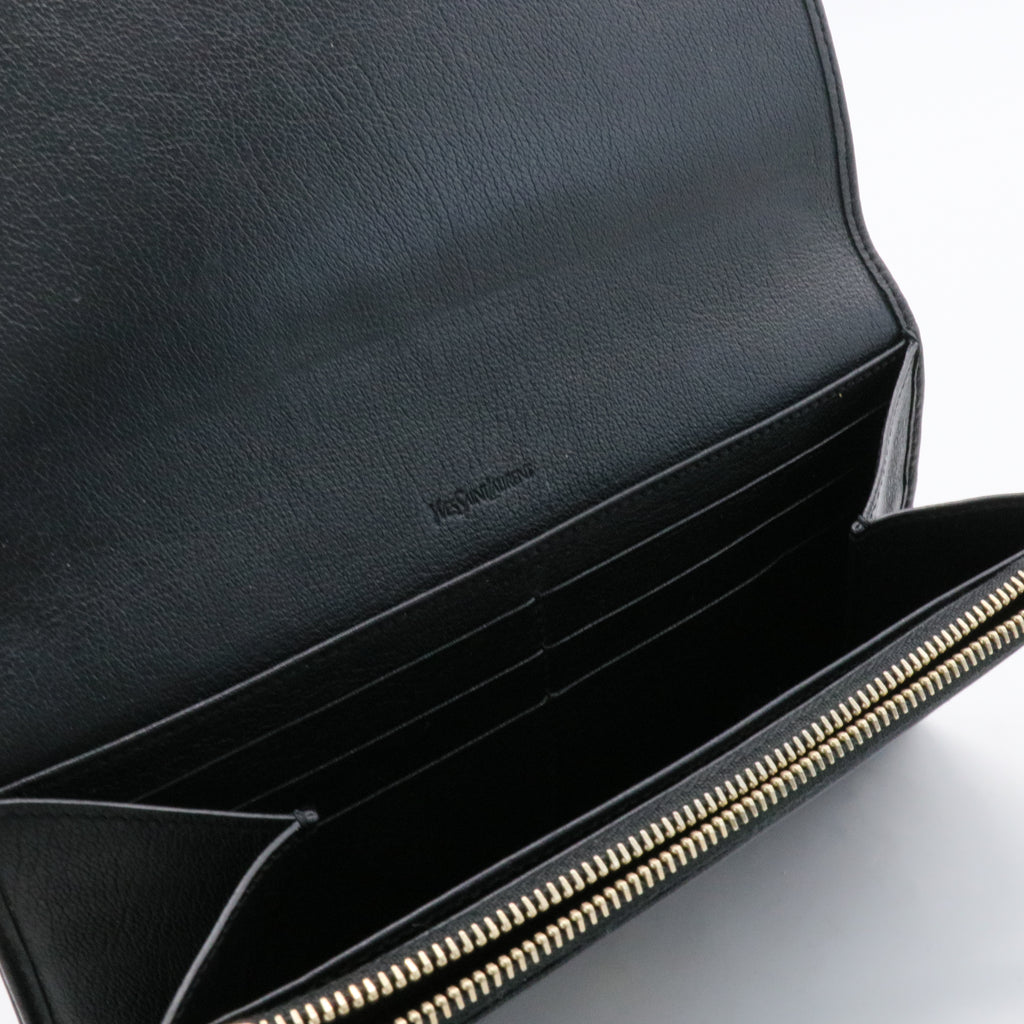 Saint Laurent  Chevre Belle De Jour Flap Wallet Black