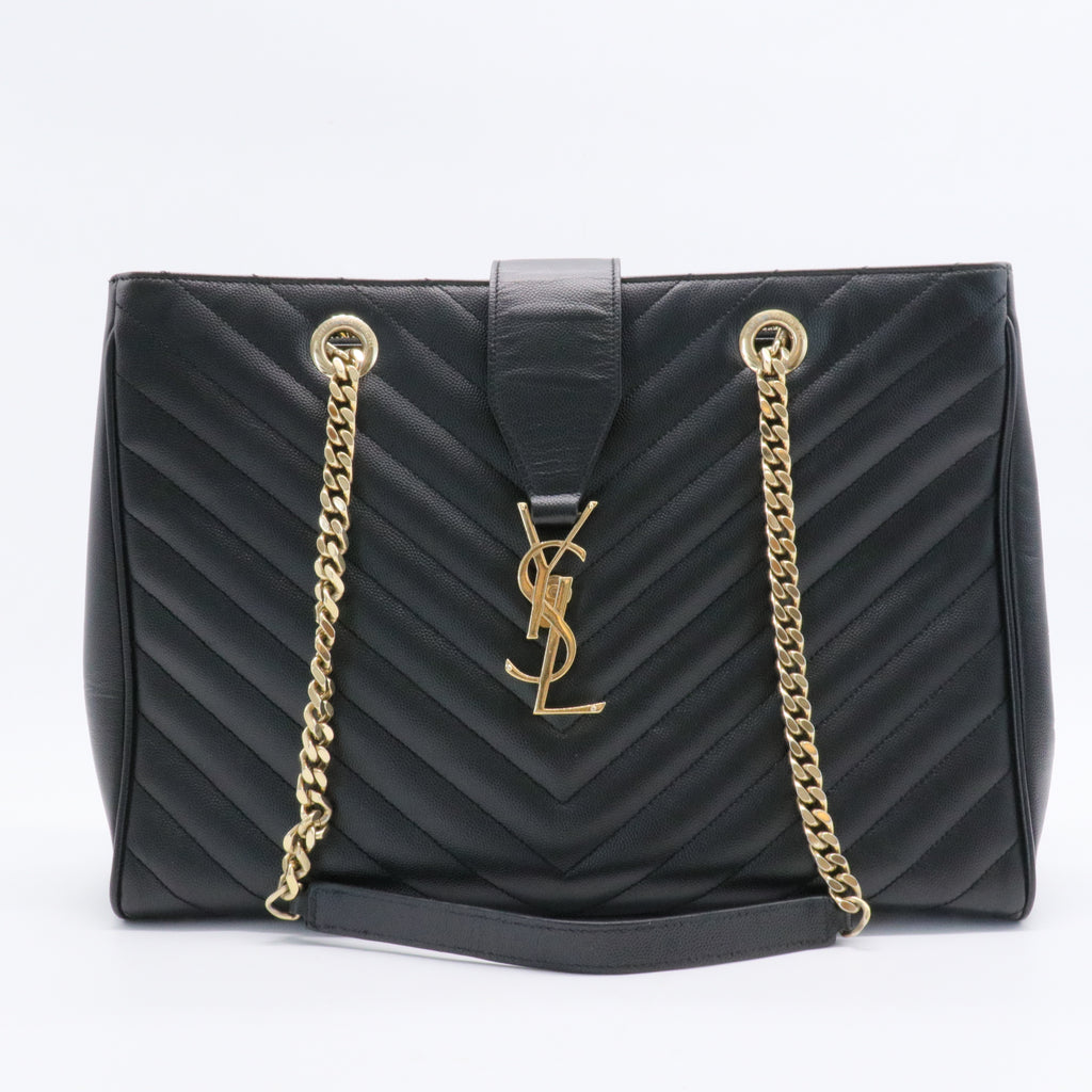 Classic Monogram Shopper Matelasse Chevron Leather Large