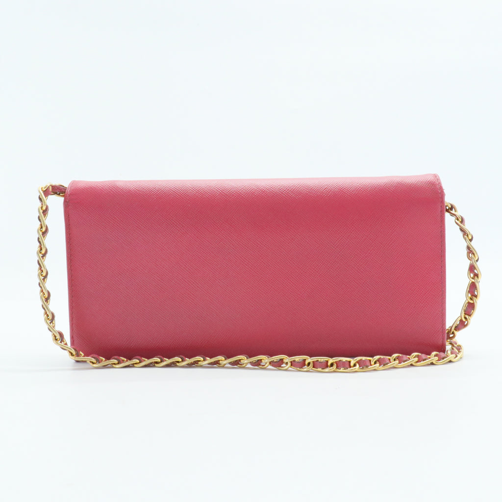 Saffiano Leather Wallet on Chain
