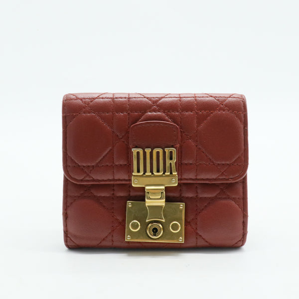 Cannage Leather Addict Compact Wallet Red