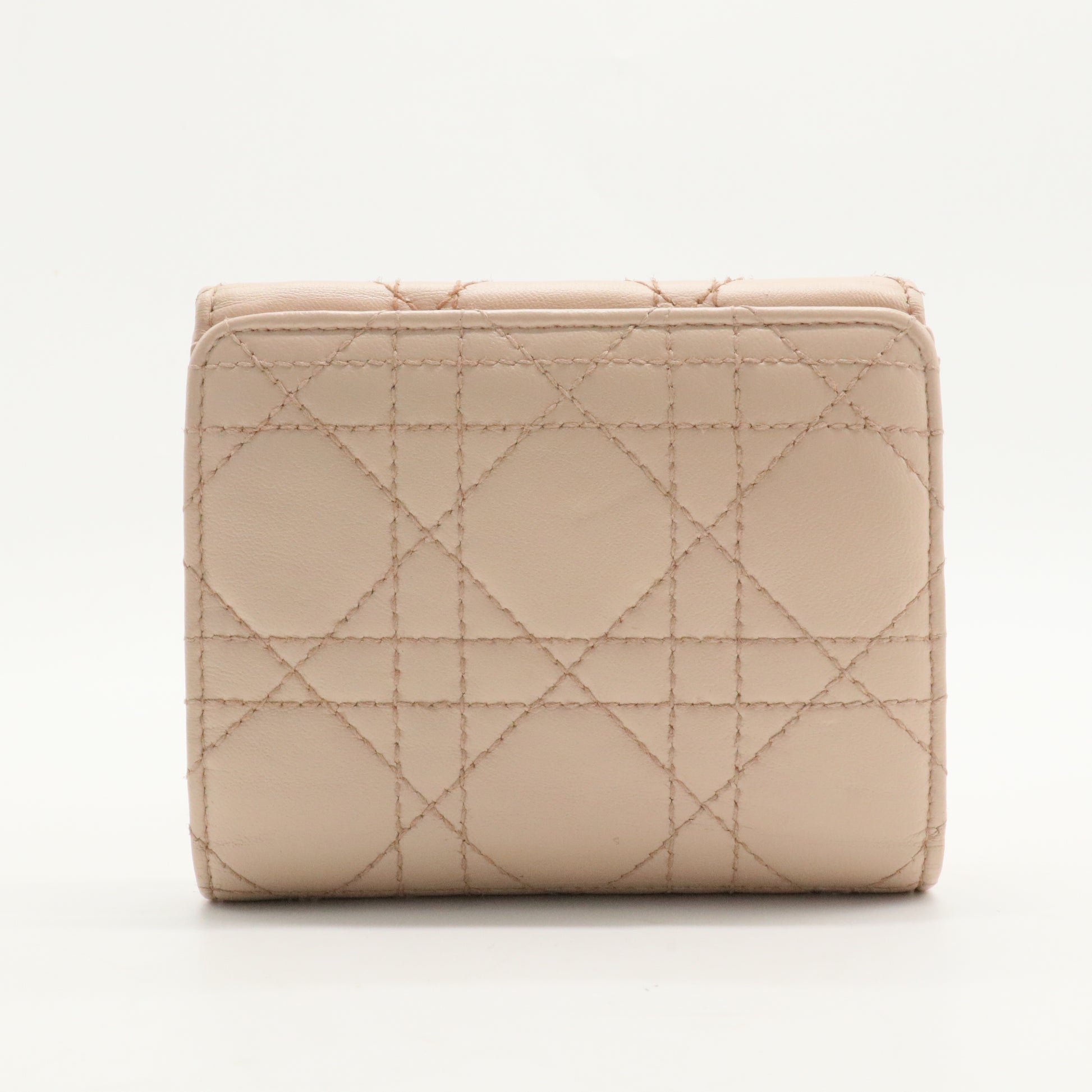 Powder Pink Cannage Leather Dioraddict French Wallet