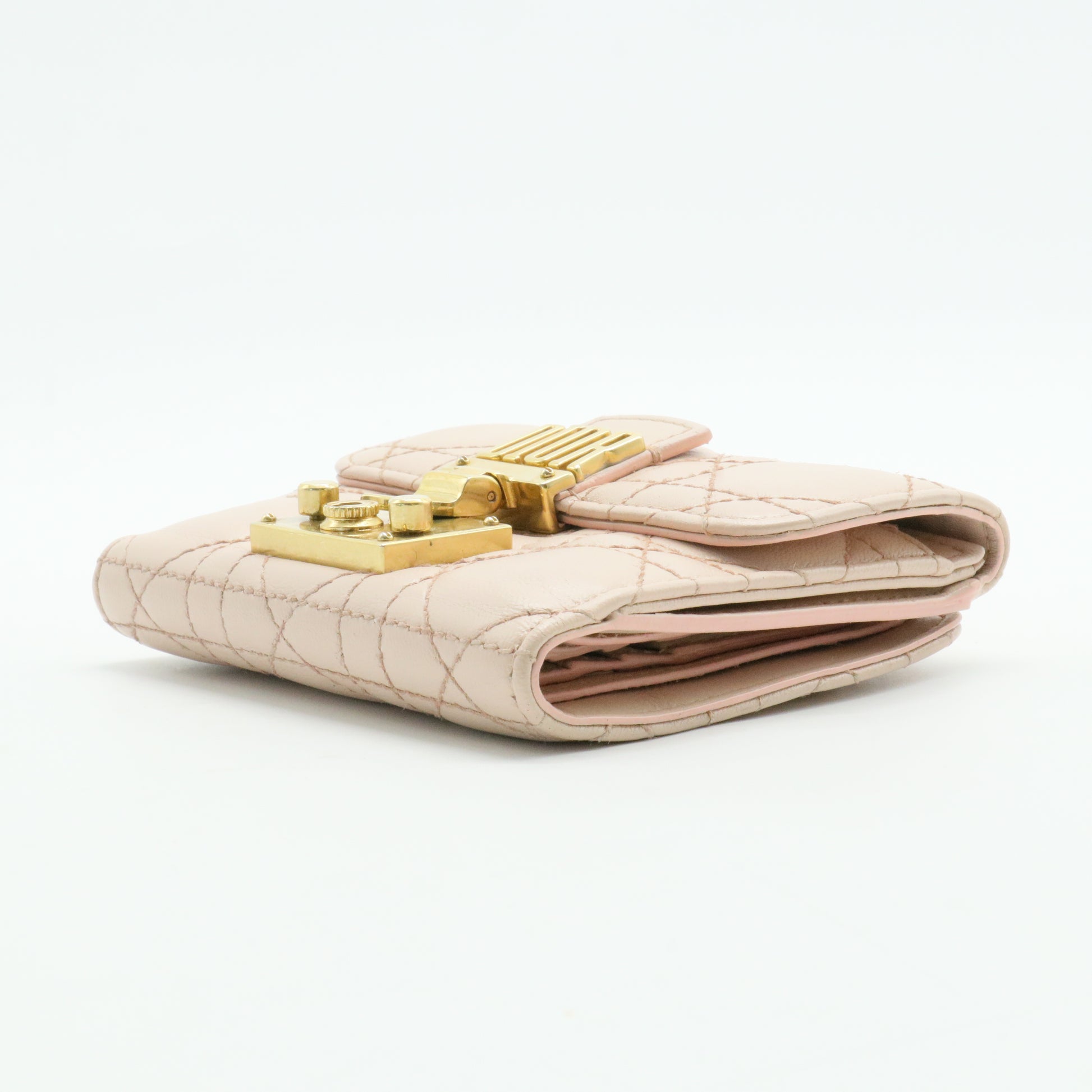Powder Pink Cannage Leather Dioraddict French Wallet