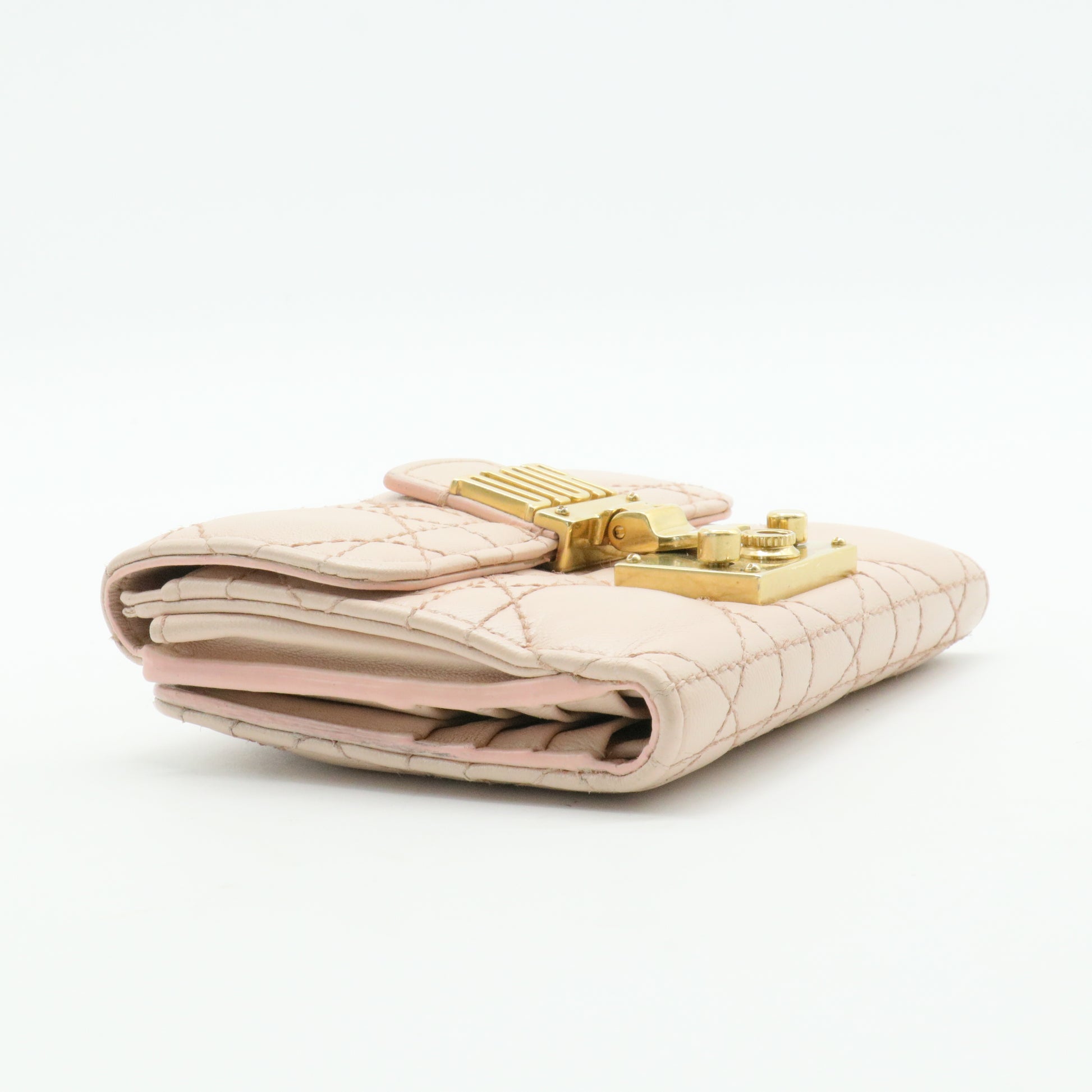 Powder Pink Cannage Leather Dioraddict French Wallet