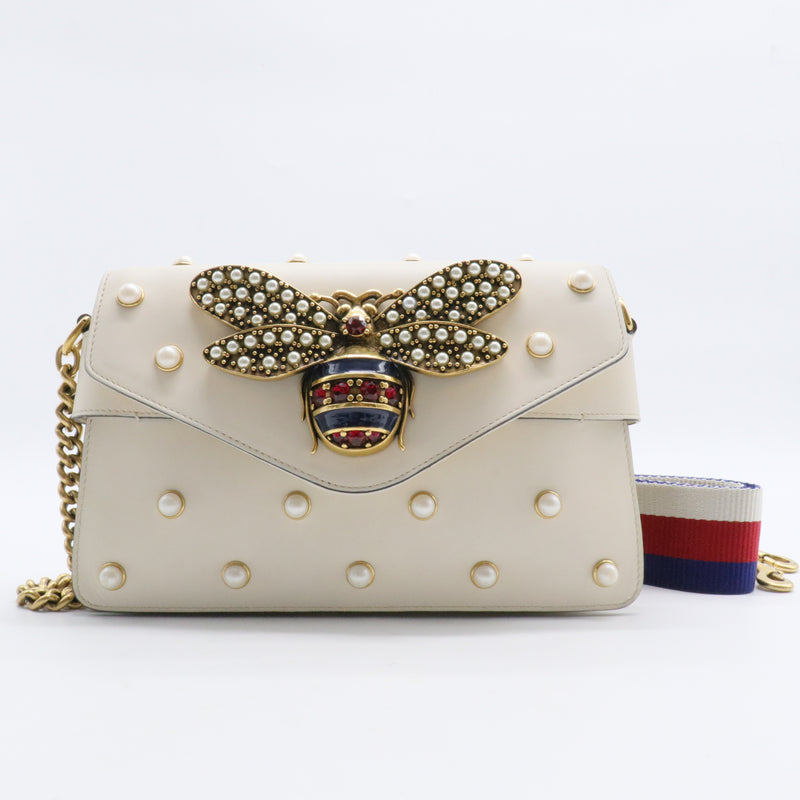 Broadway Pearly Bee Shoulder Bag Embellished Leather