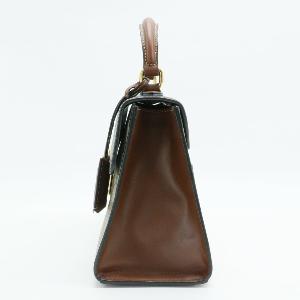 Padlock Top Handle Bag GG Coated Canvas and Leather Small