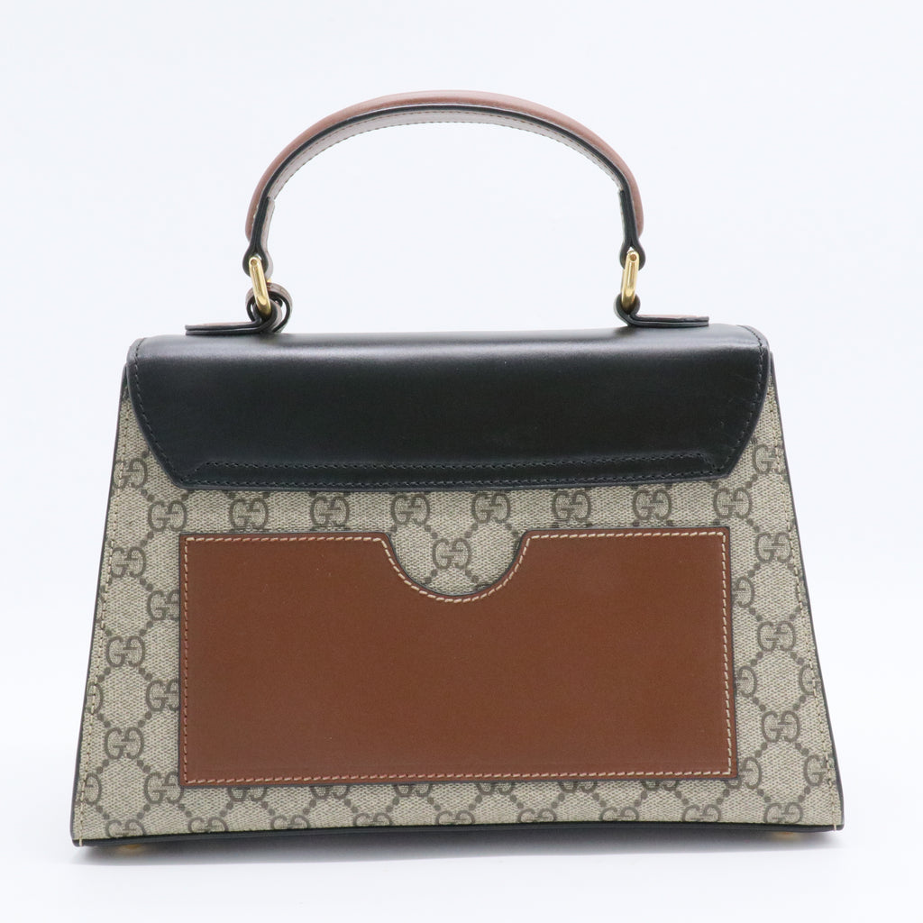 Padlock Top Handle Bag GG Coated Canvas and Leather Small