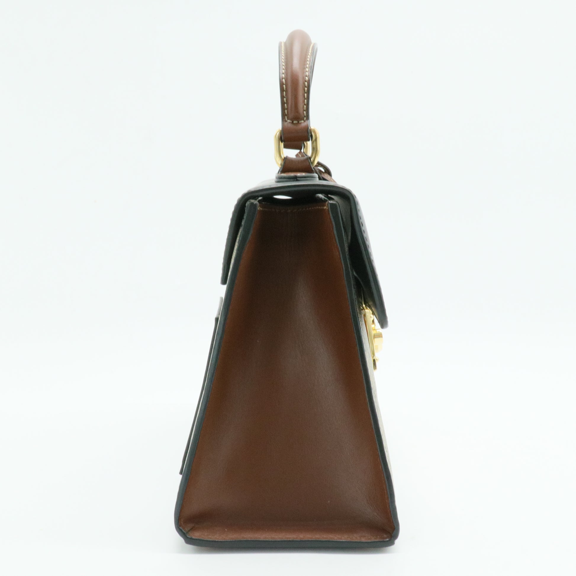 Padlock Top Handle Bag GG Coated Canvas and Leather Small