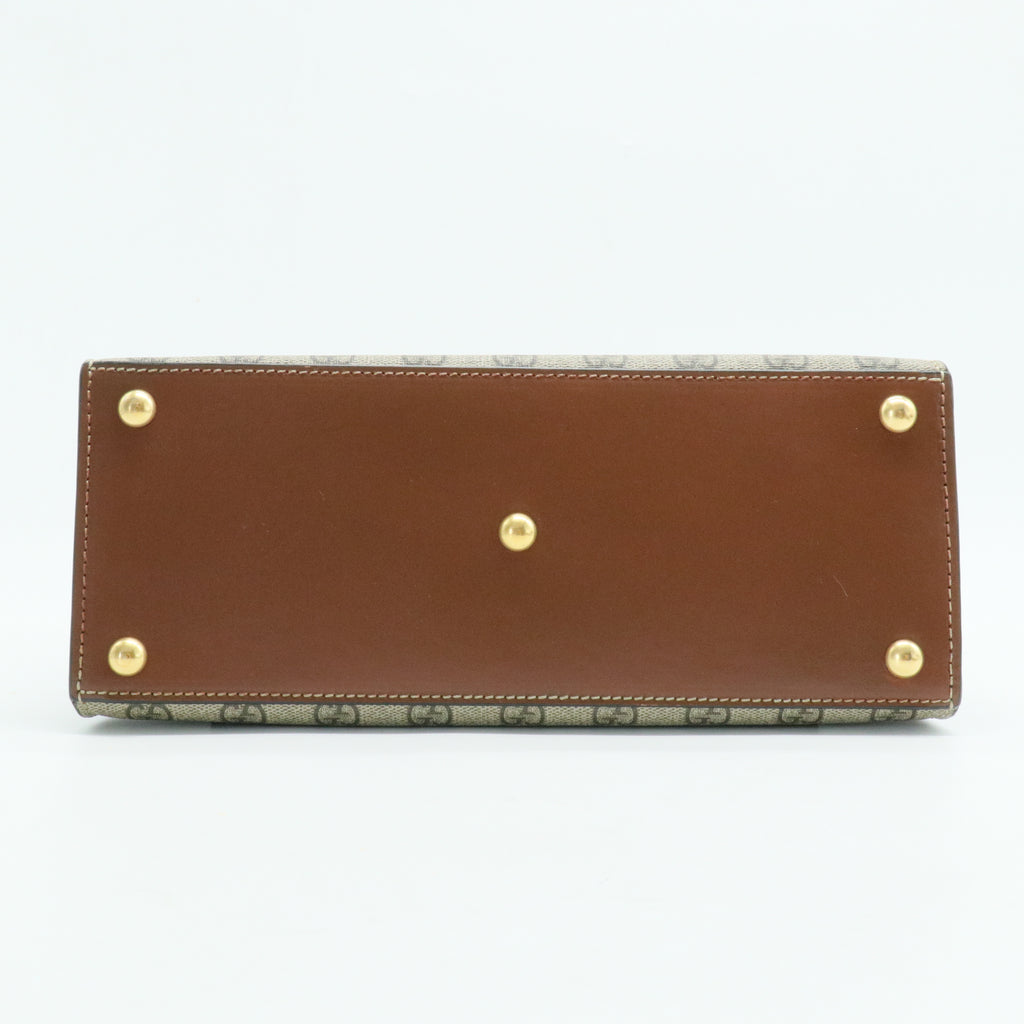 Padlock Top Handle Bag GG Coated Canvas and Leather Small