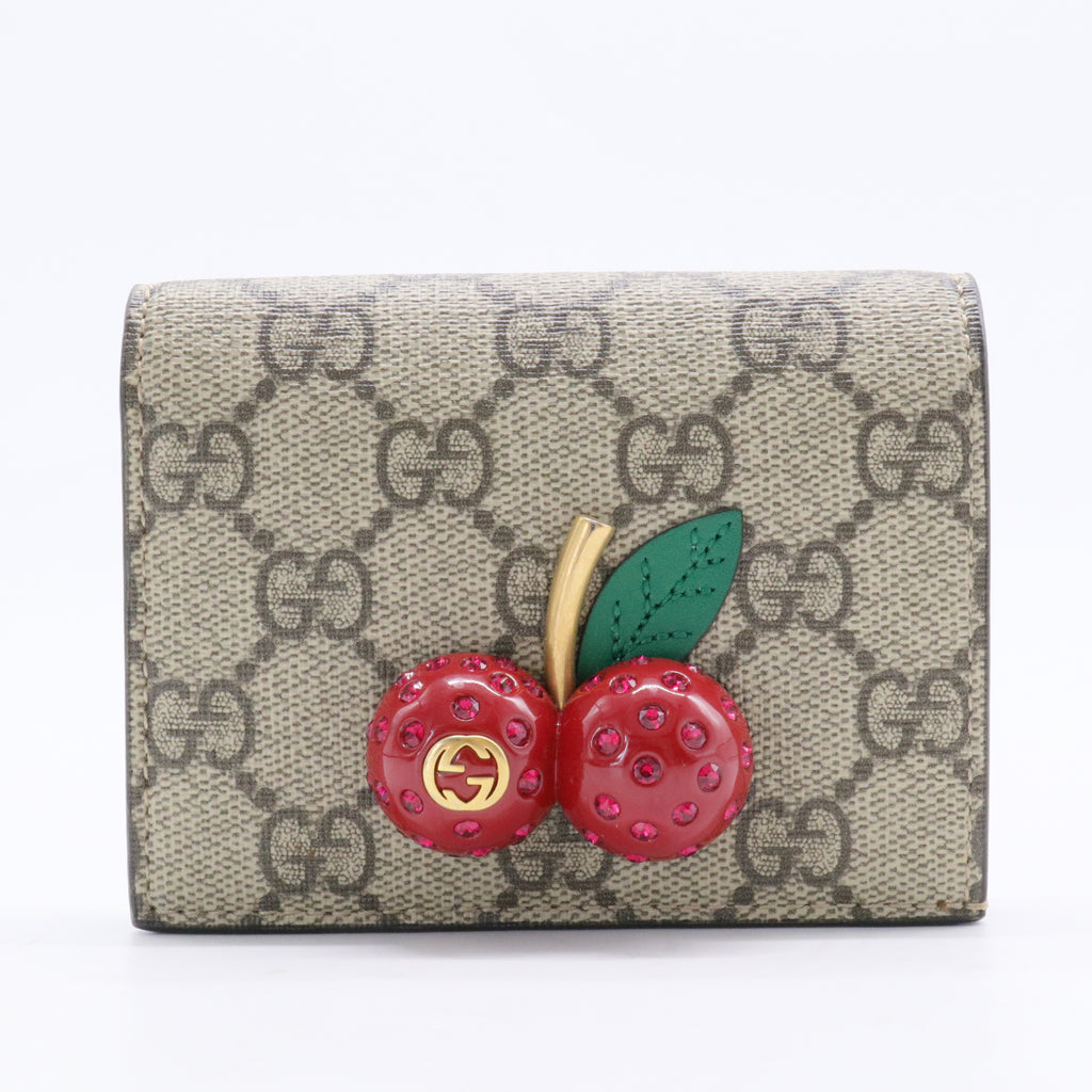 Cherries French Wallet GG Coated Canvas Compact