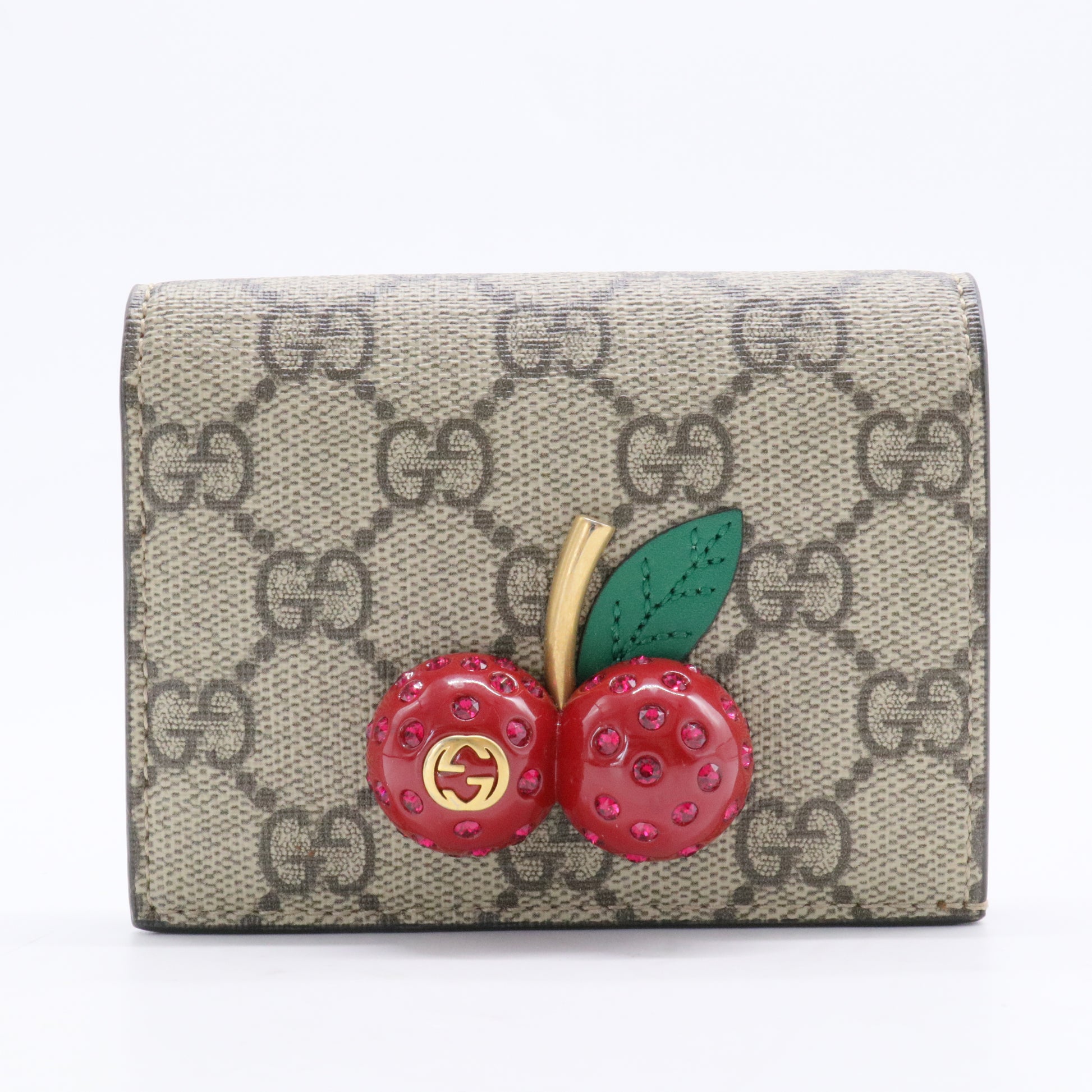 Cherries French Wallet GG Coated Canvas Compact