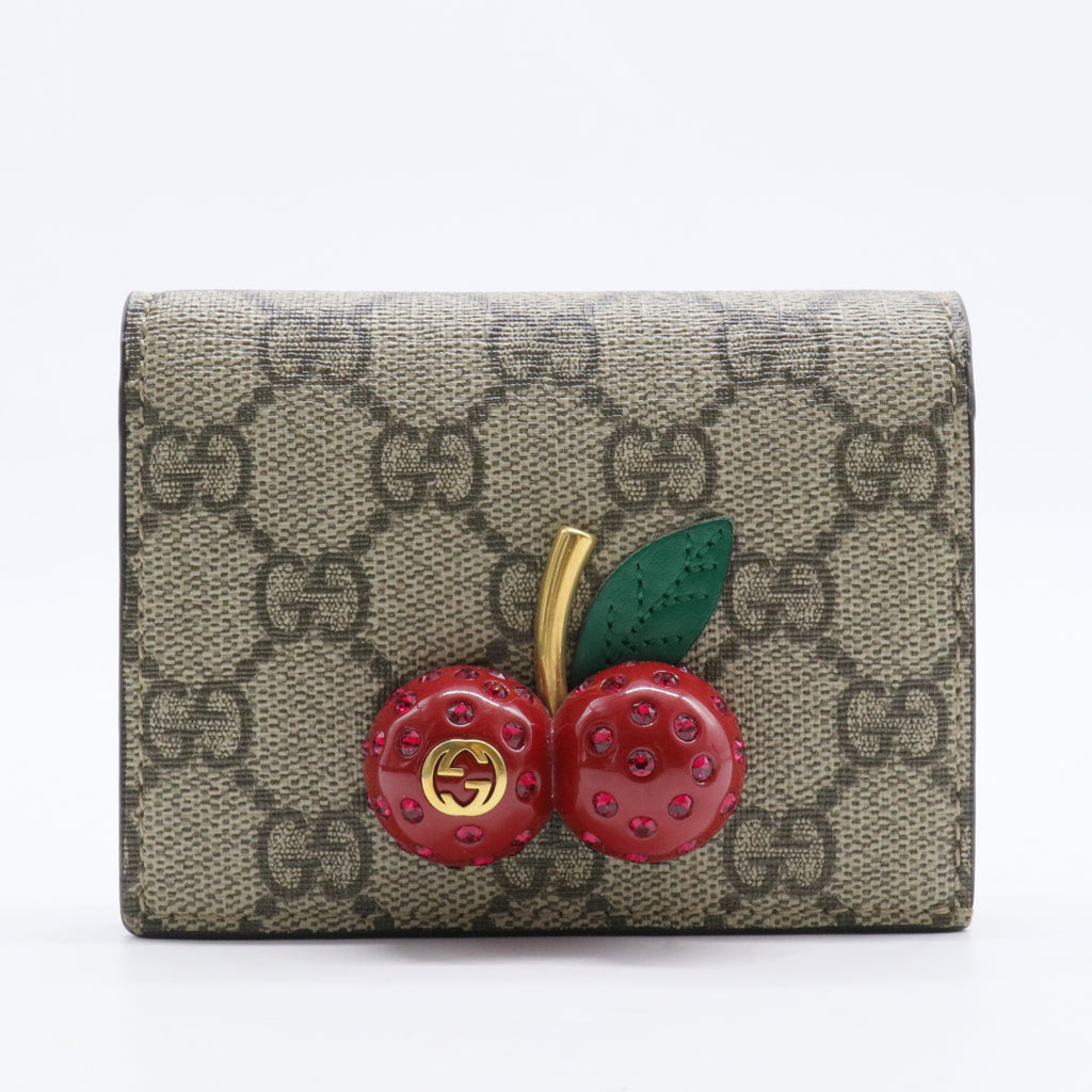 Cherries French Wallet GG Coated Canvas Compact
