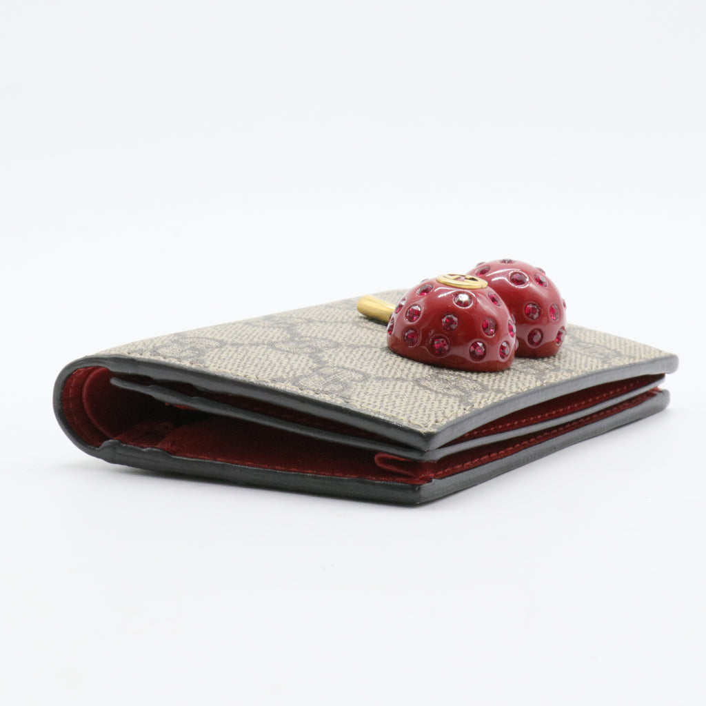 Cherries French Wallet GG Coated Canvas Compact