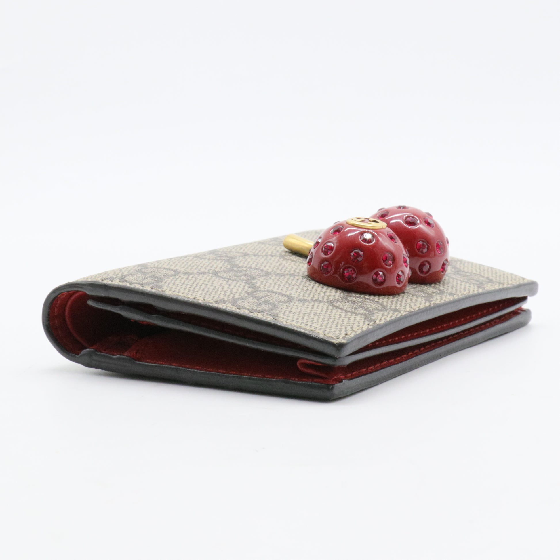 Cherries French Wallet GG Coated Canvas Compact