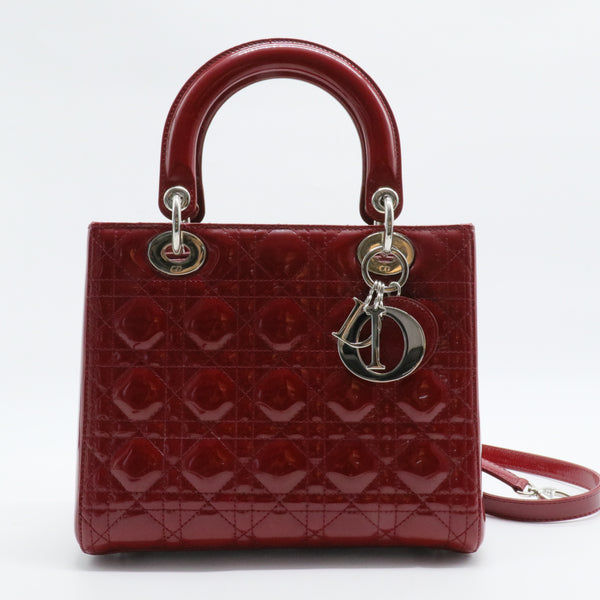 Vintage Lady Dior Bag Cannage Quilt Patent Medium