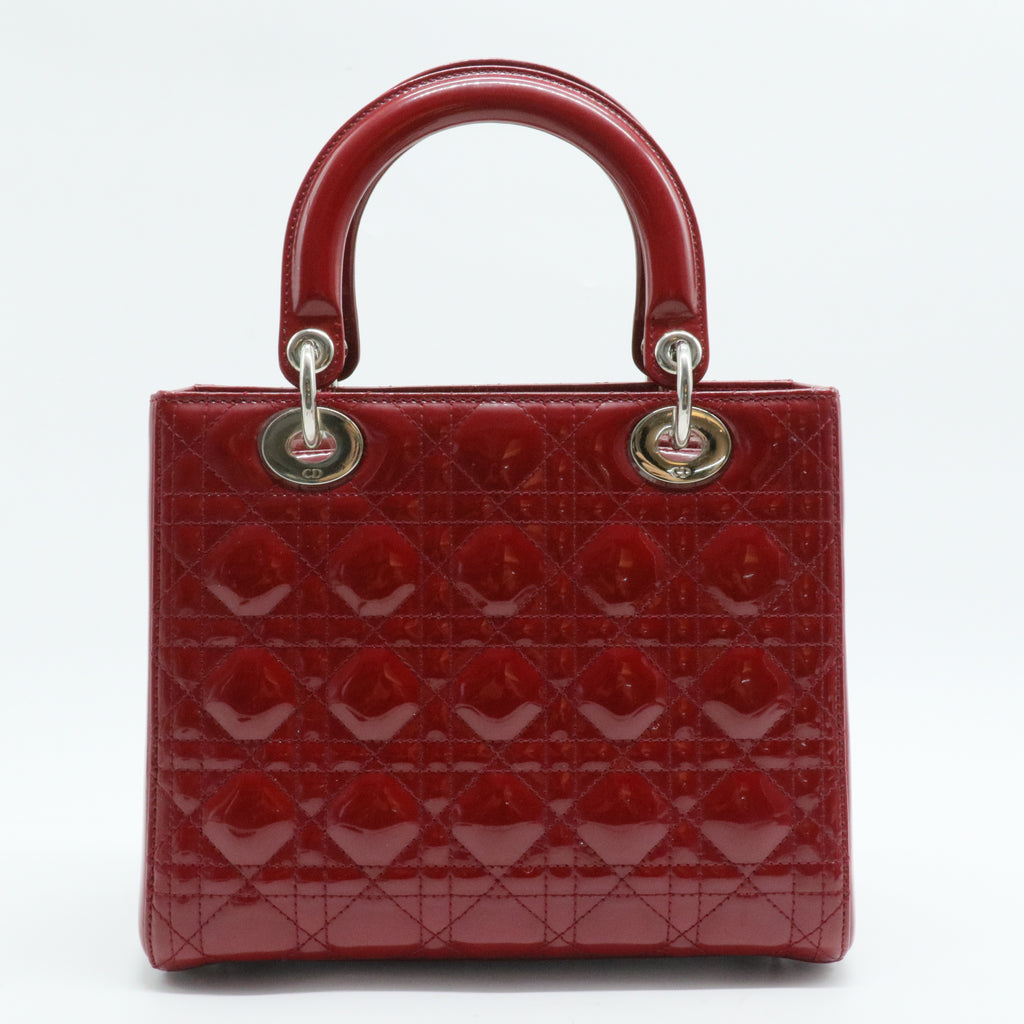 Vintage Lady Dior Bag Cannage Quilt Patent Medium