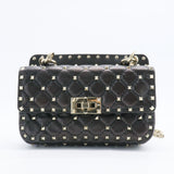 Rockstud Spike Flap Bag Quilted Leather