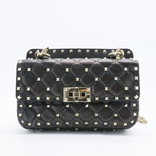 Rockstud Spike Flap Bag Quilted Leather