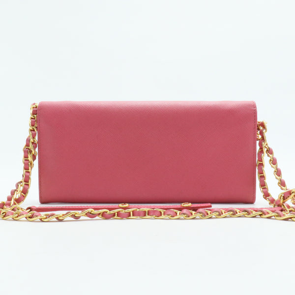 Wallet on Chain Saffiano Leather