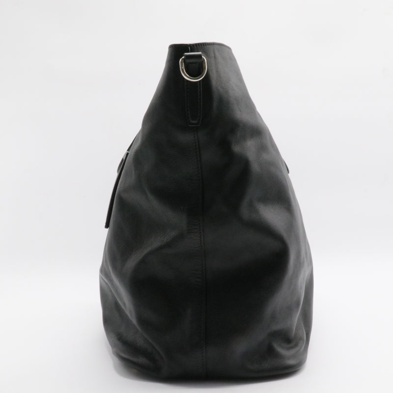 Black Vitello Daino Leather Tote