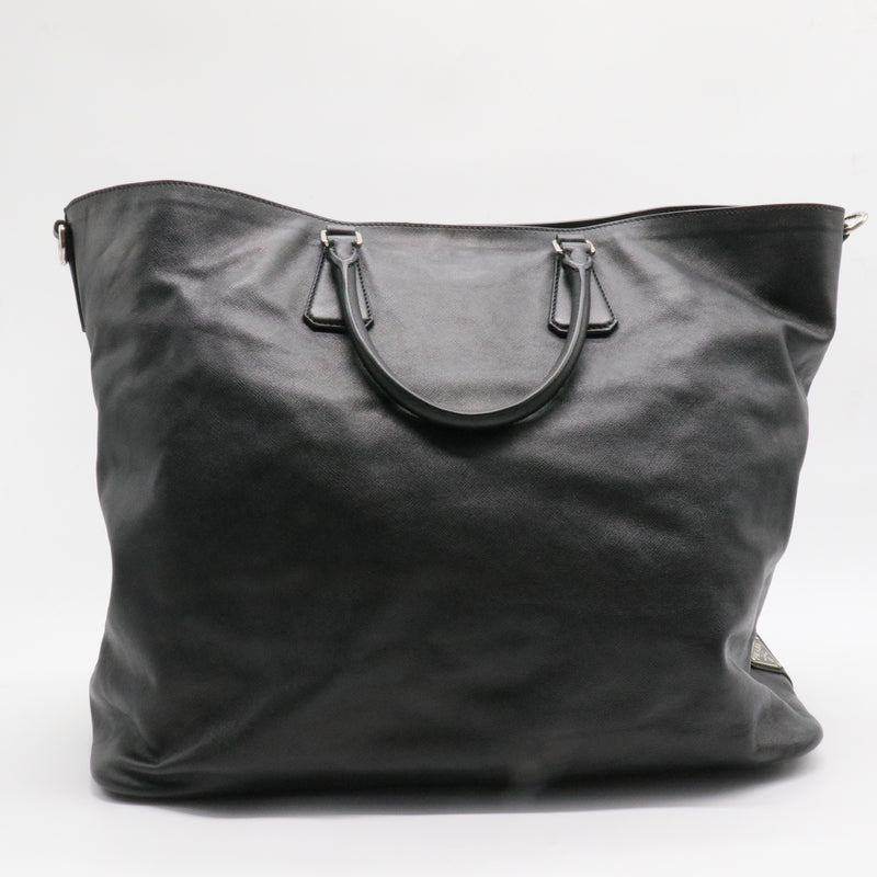 Black Vitello Daino Leather Tote