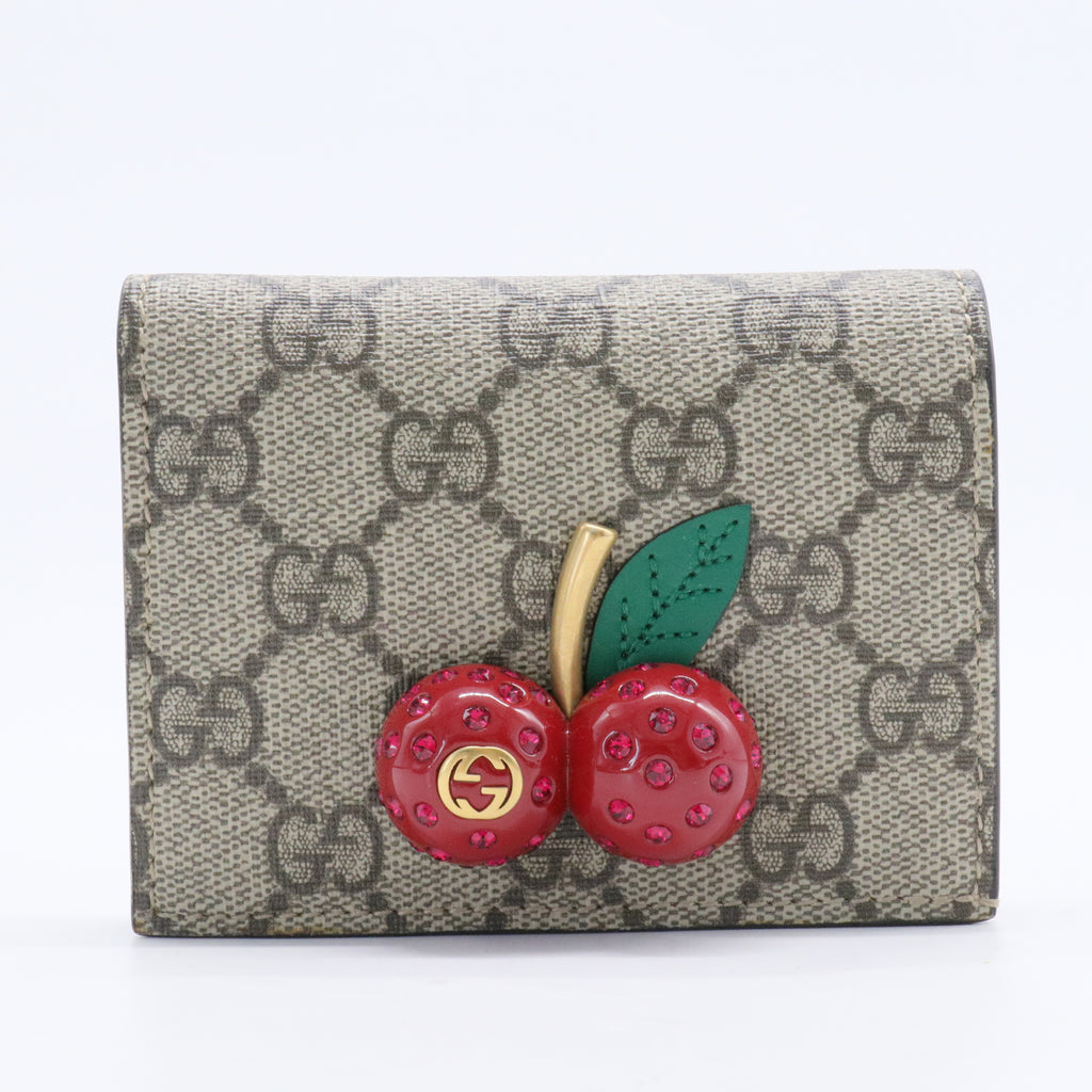 Cherries French Wallet GG Coated Canvas Compact