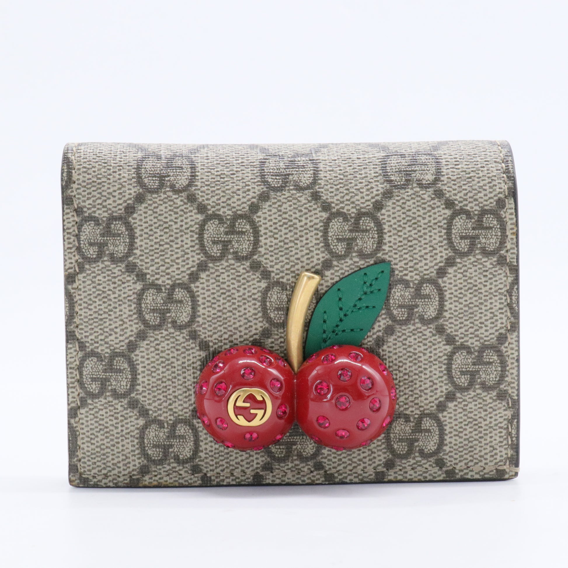 Cherries French Wallet GG Coated Canvas Compact