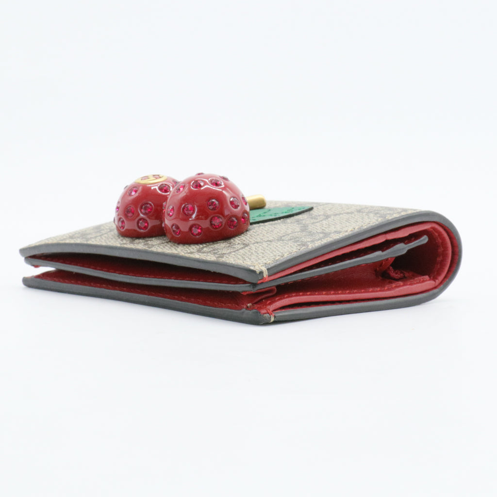 Cherries French Wallet GG Coated Canvas Compact