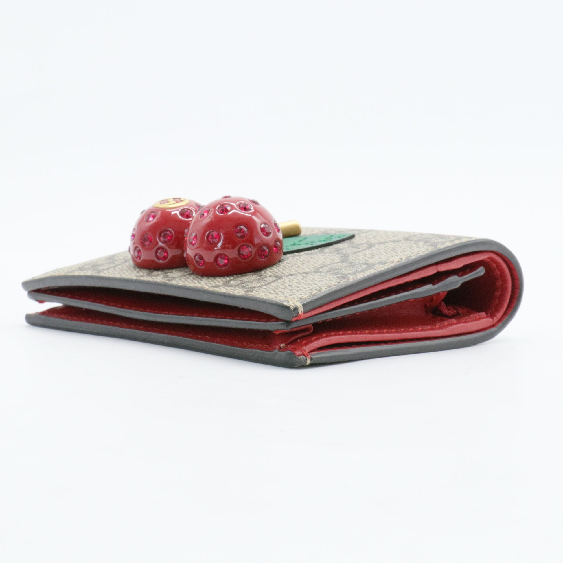 Cherries French Wallet GG Coated Canvas Compact