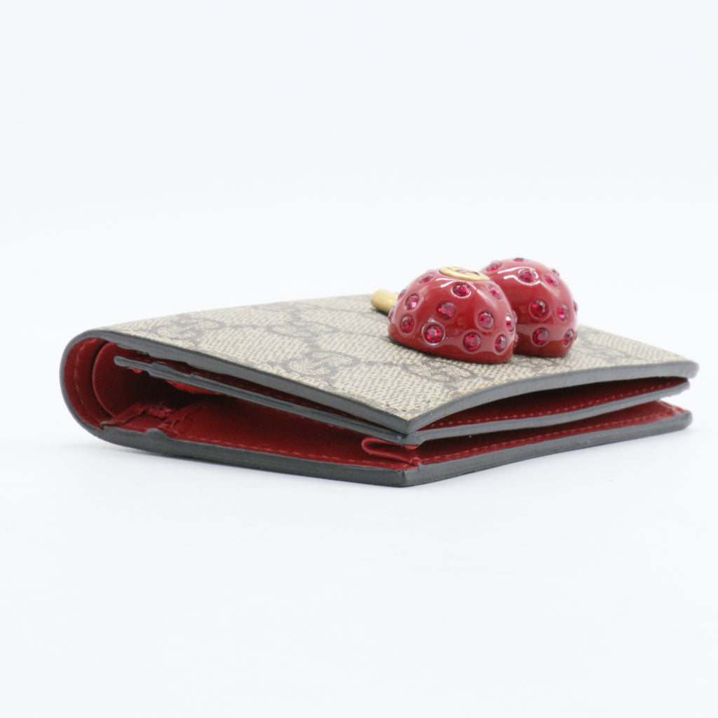 Cherries French Wallet GG Coated Canvas Compact