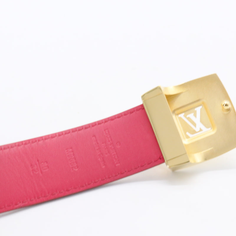 Reversible Multicolore Canvas Gold Buckle Belt Blanc 85