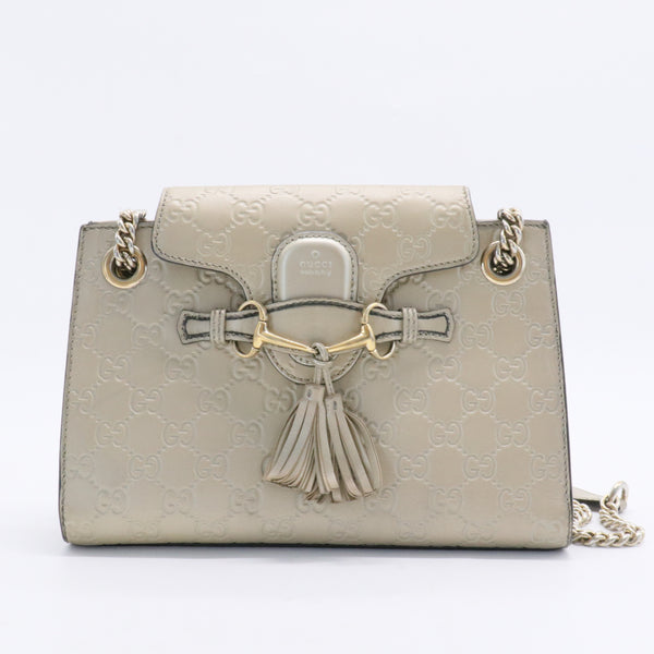 Emily Chain Flap Shoulder Bag Guccissima Leather Small