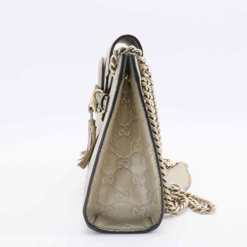 Emily Chain Flap Shoulder Bag Guccissima Leather Small