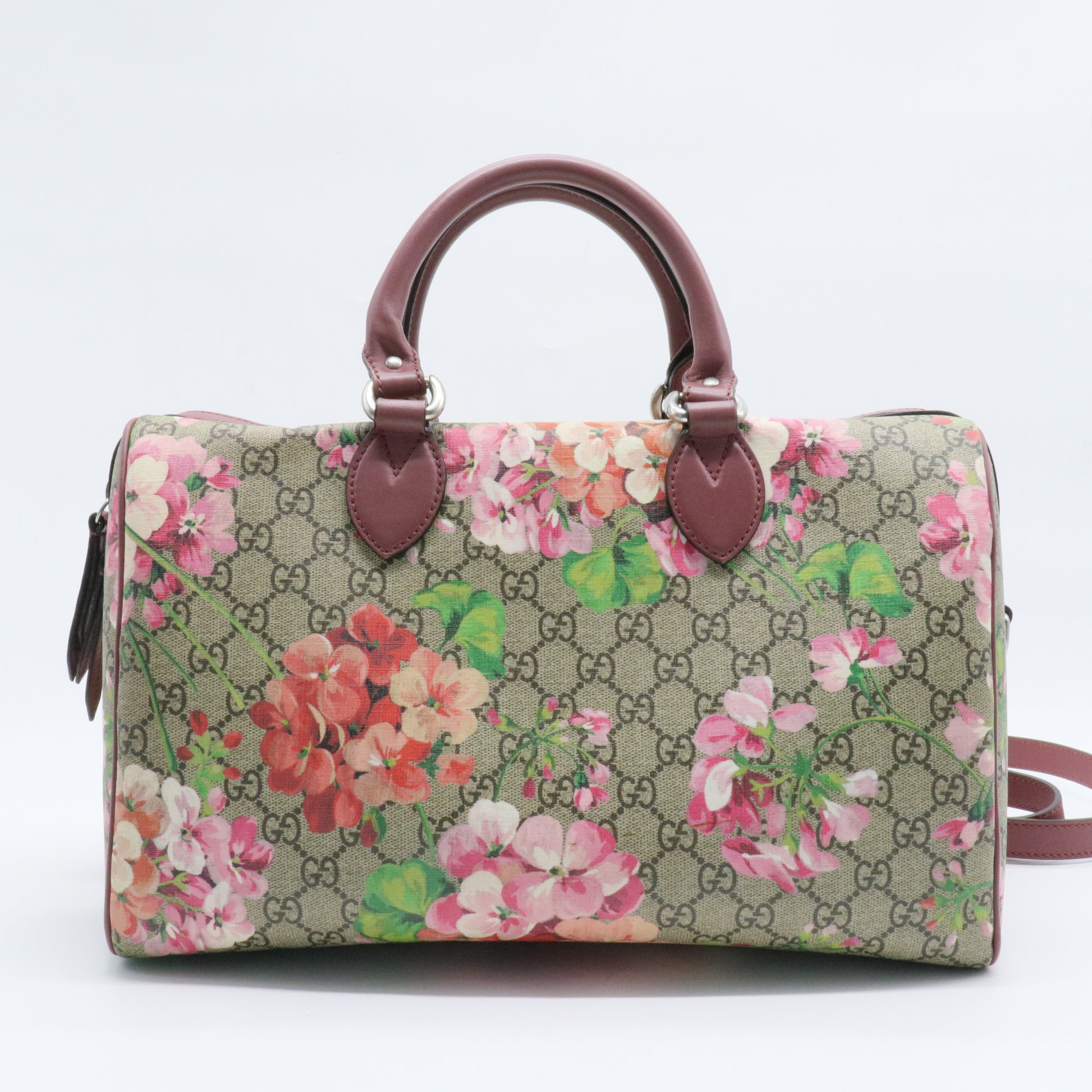 Boston Bag Blooms Print GG Coated Canvas Medium