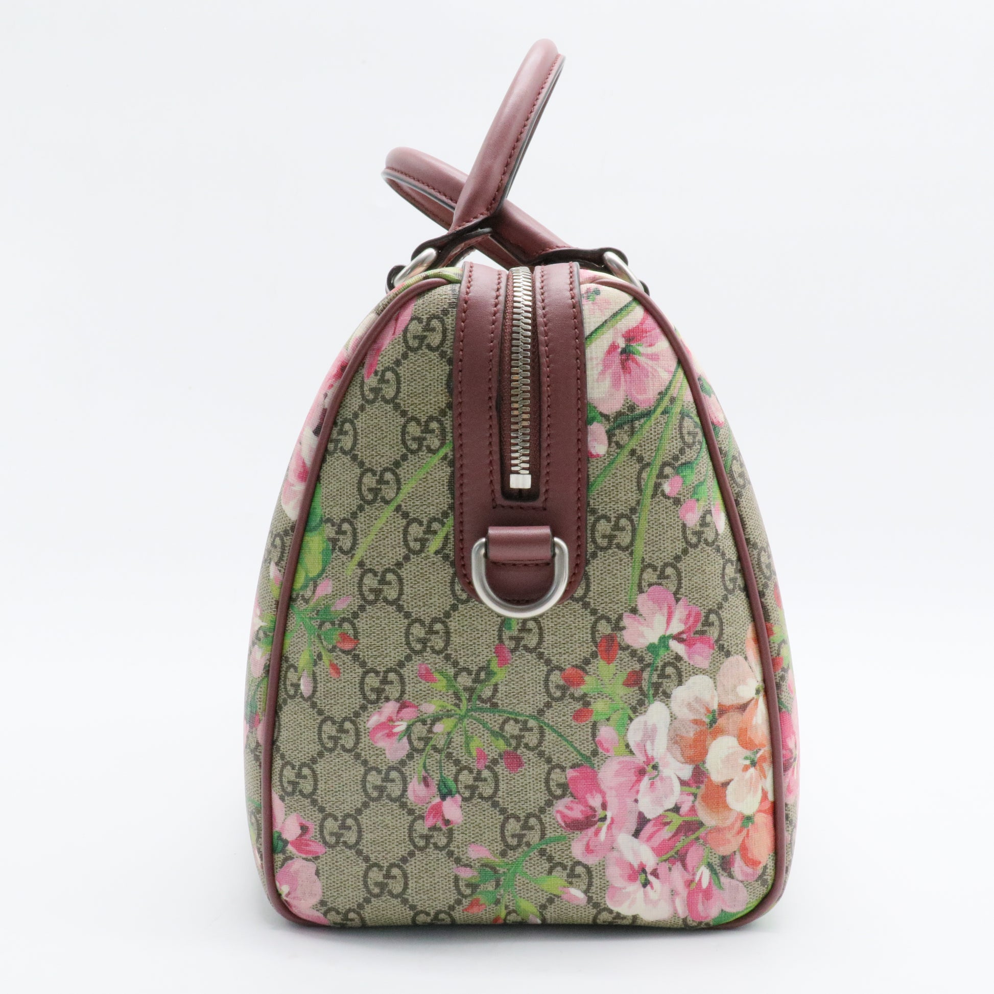 Boston Bag Blooms Print GG Coated Canvas Medium