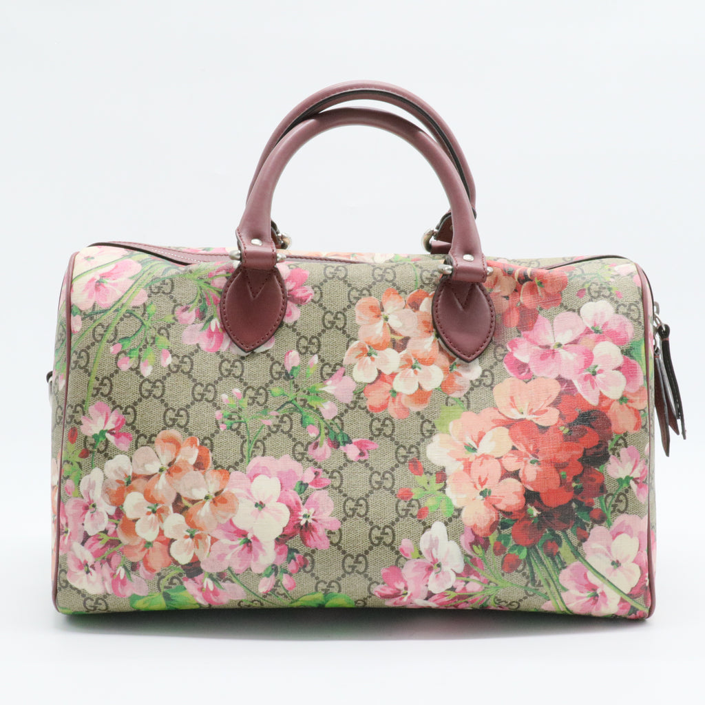 Boston Bag Blooms Print GG Coated Canvas Medium
