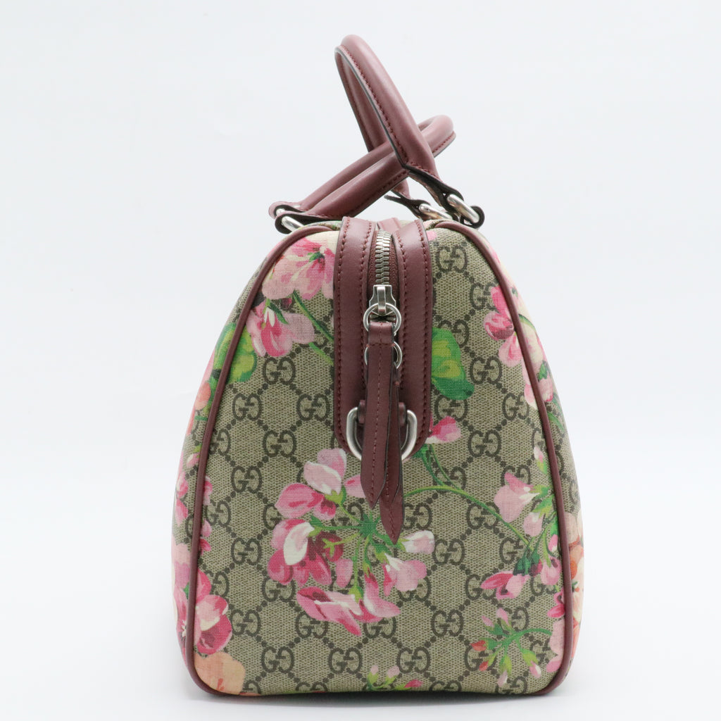 Boston Bag Blooms Print GG Coated Canvas Medium