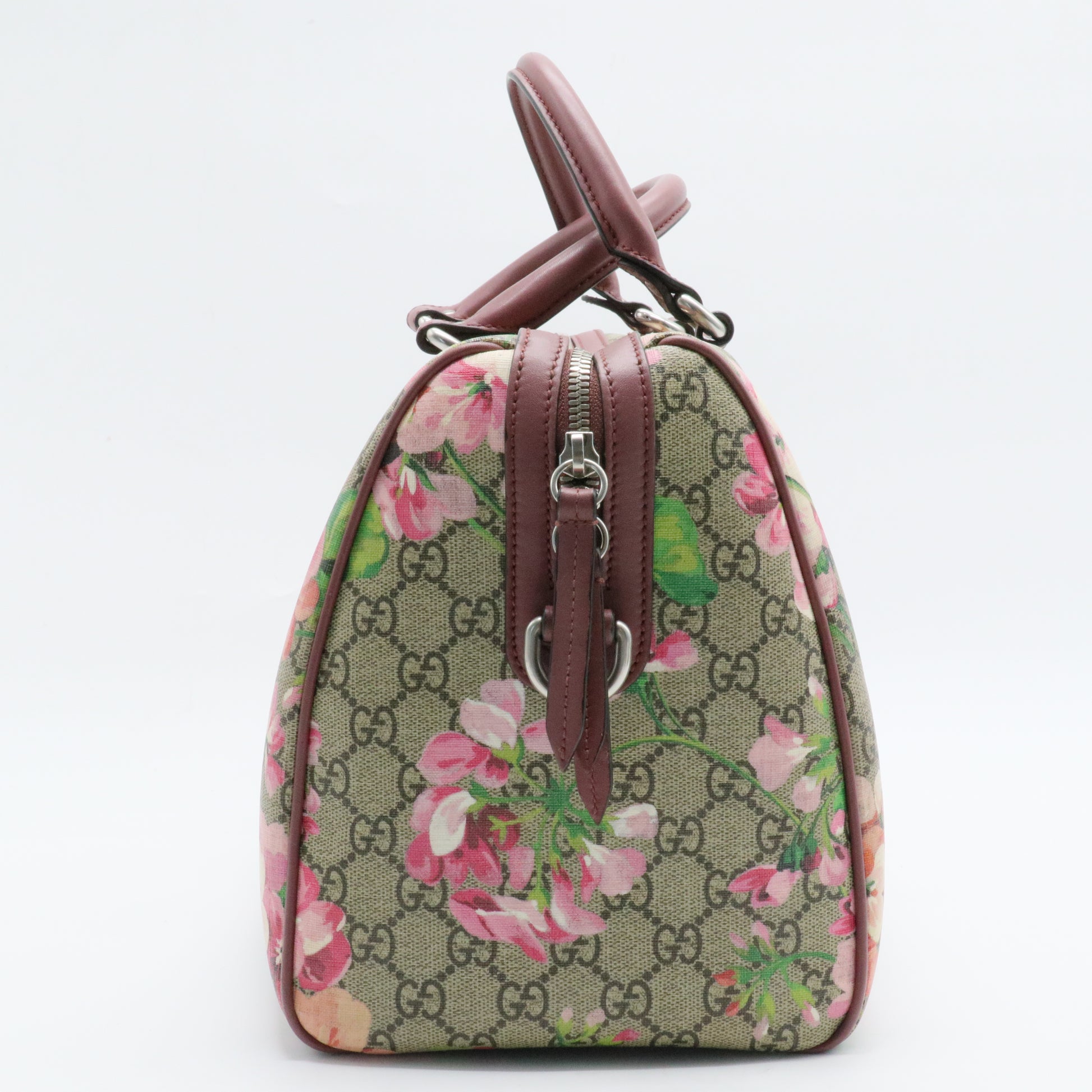 Boston Bag Blooms Print GG Coated Canvas Medium