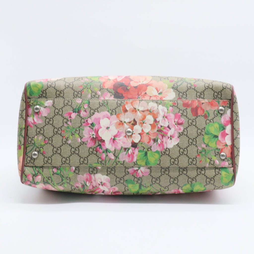 Boston Bag Blooms Print GG Coated Canvas Medium