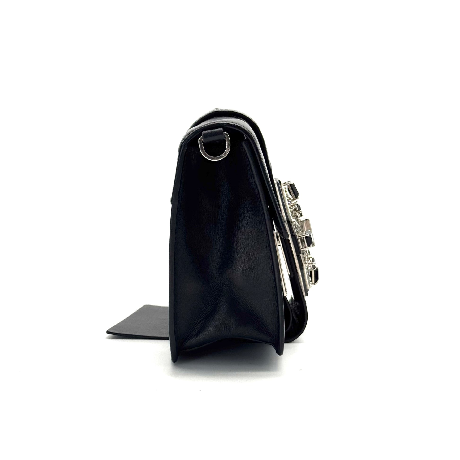 Crystal Ribbon Shoulder Bag City Calf and Crocodile Embossed Leather Small