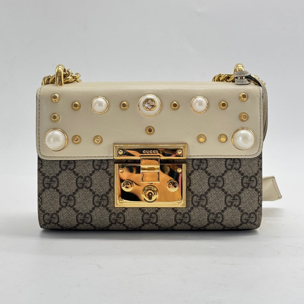 GG Supreme Pearl Embellished Padlock Bag