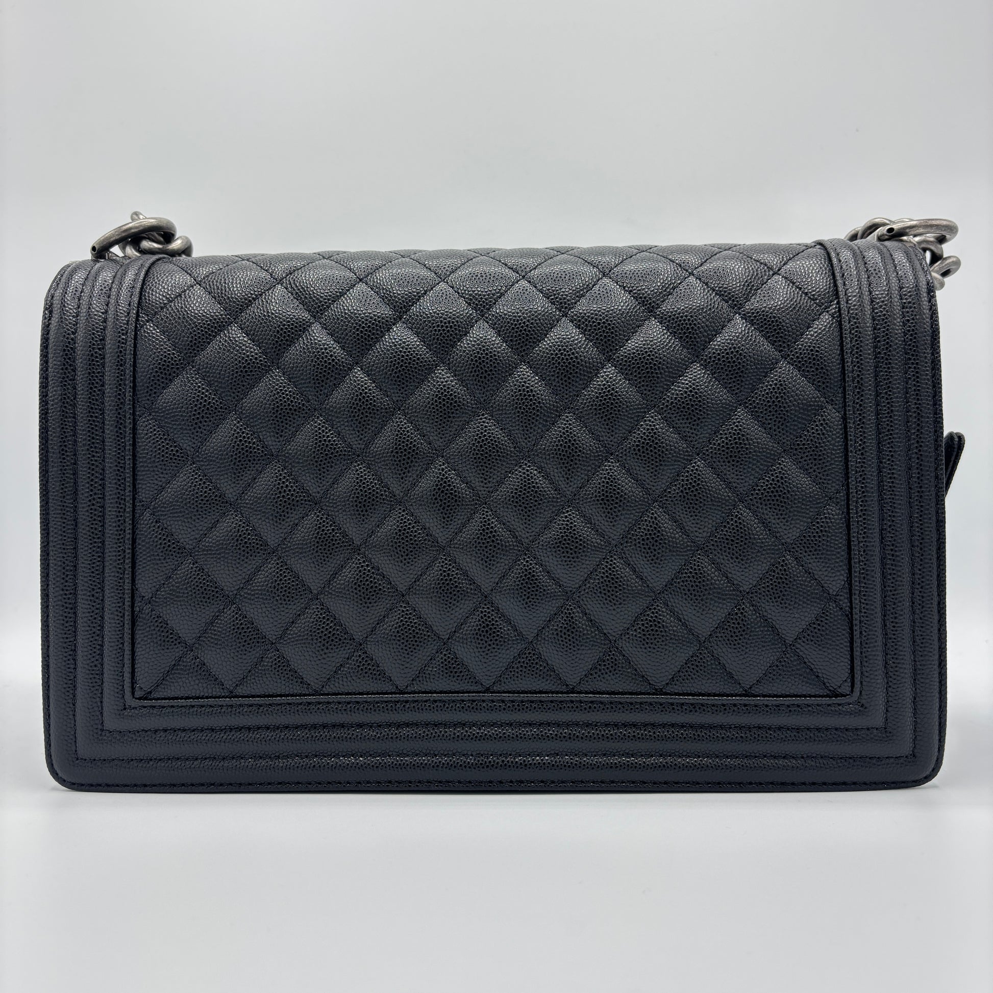 Boy Flap Bag Quilted Caviar Medium Black