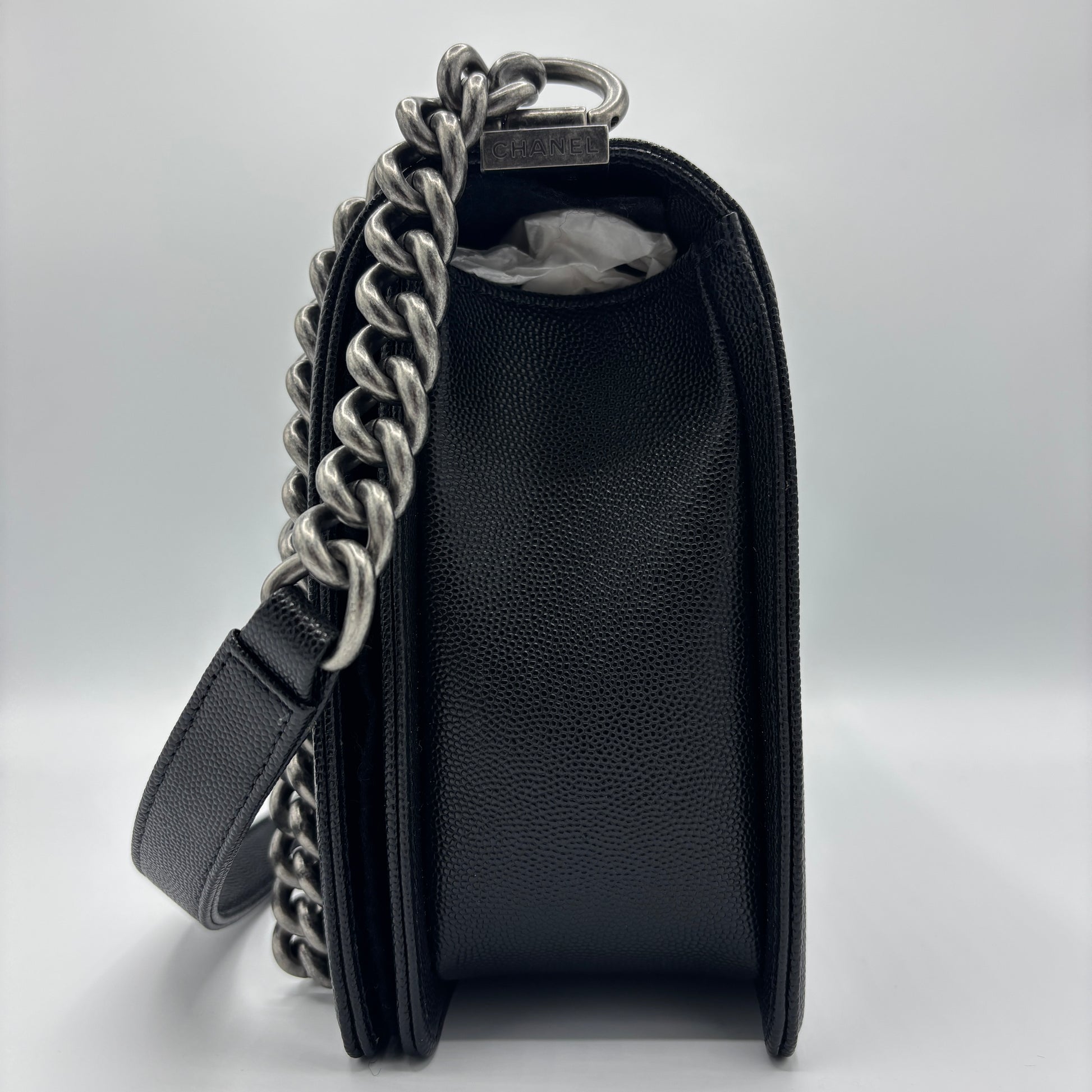 Boy Flap Bag Quilted Caviar Medium Black