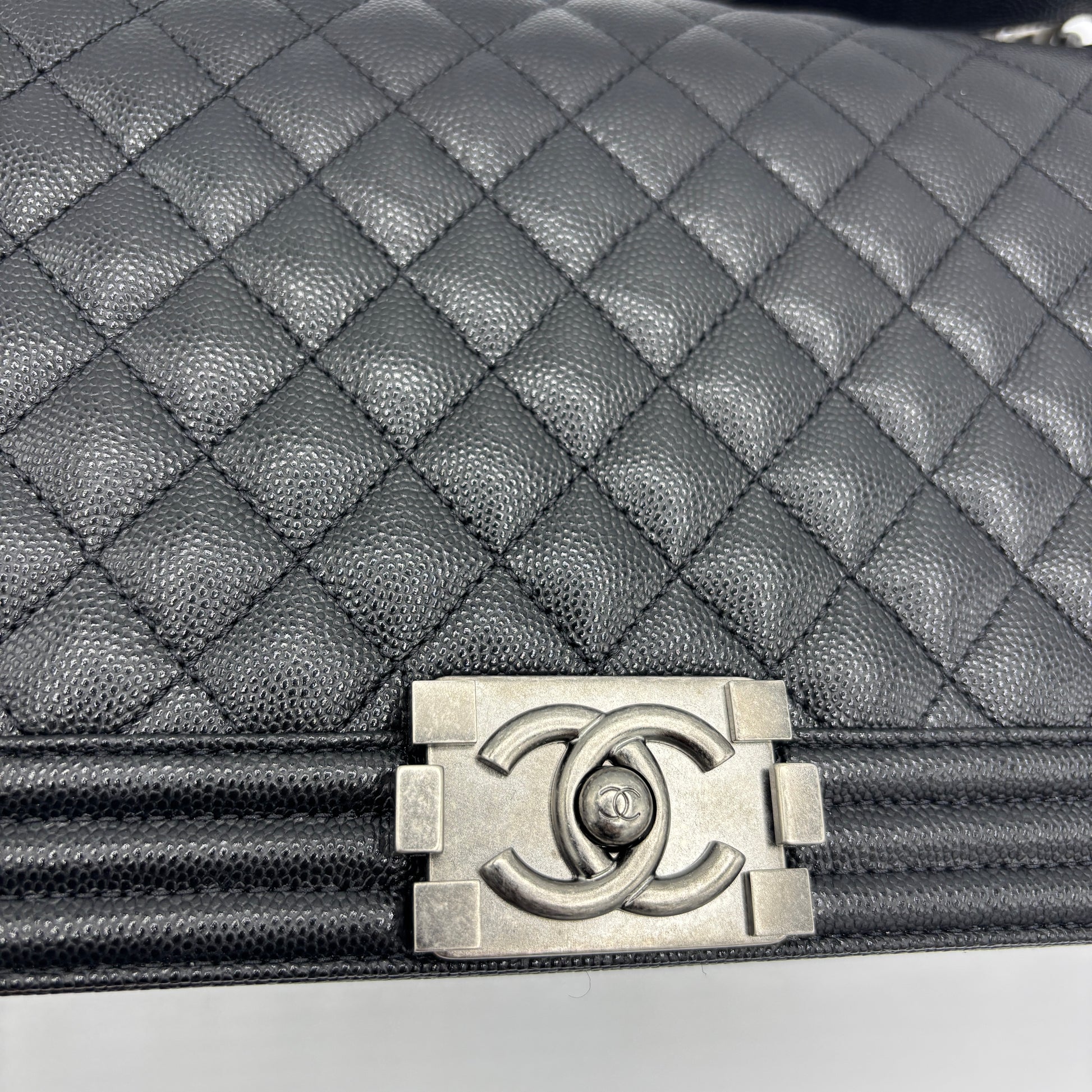 Boy Flap Bag Quilted Caviar Medium Black